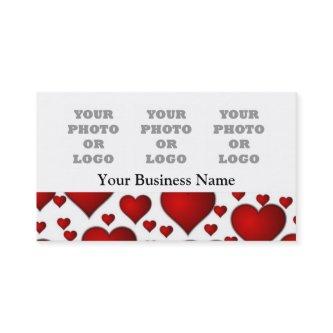 White and red heart pattern photo logo template