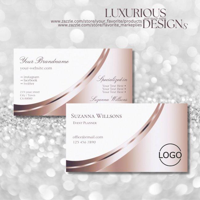 White and Rose Gold Glam Decor with Logo Luxurious