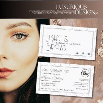 White and Silver Frame Chic with Diamonds & Logo