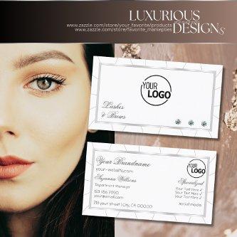 White and Silver Frame Modern with Diamonds & Logo