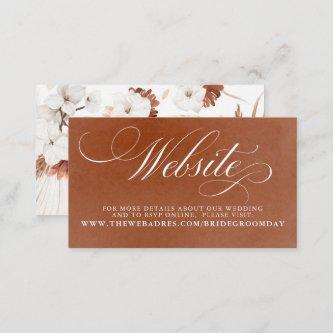 White and Terracotta Floral Wedding Website Card