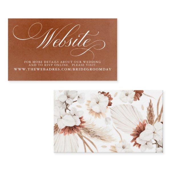 White and Terracotta Floral Wedding Website Card