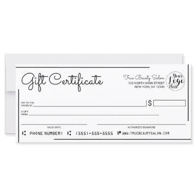 White Black Border Logo Check Gift Certificate
