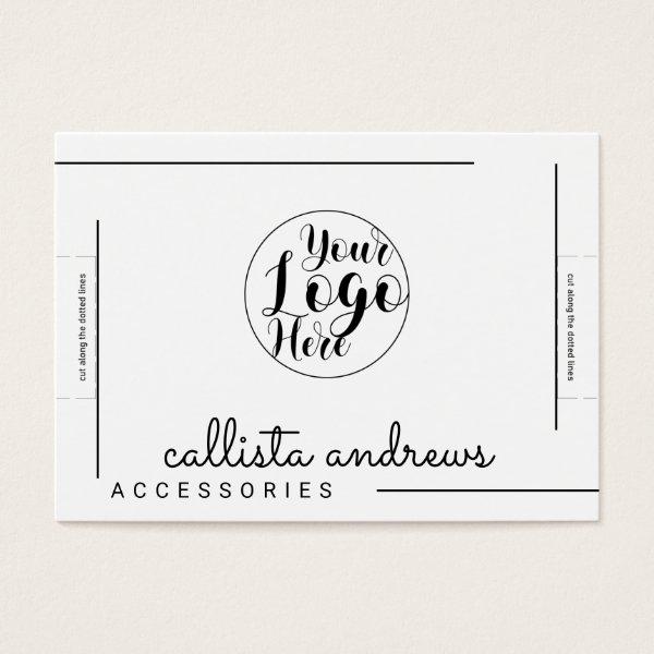 White Black Border Script Logo Bracelet Display