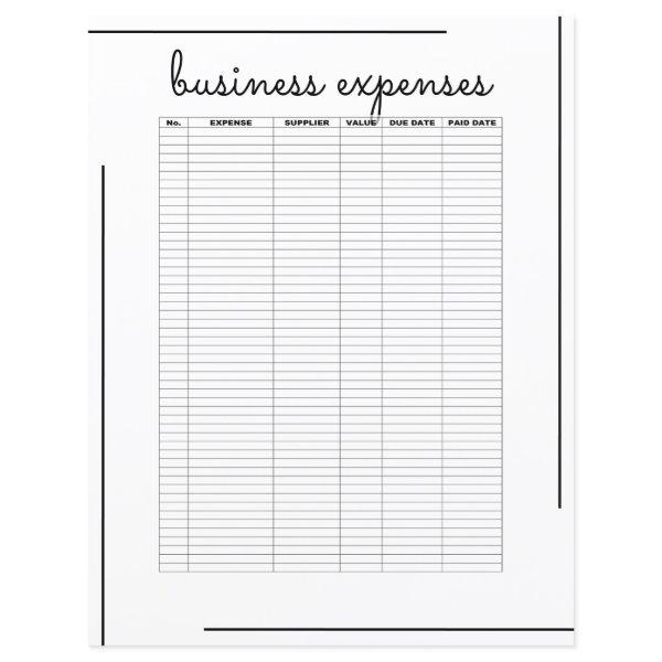 White Black Border Script Logo Business Expenses