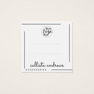 White Black Border Script Logo Hair Clips Display