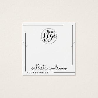 White Black Border Script Logo Necklace Display