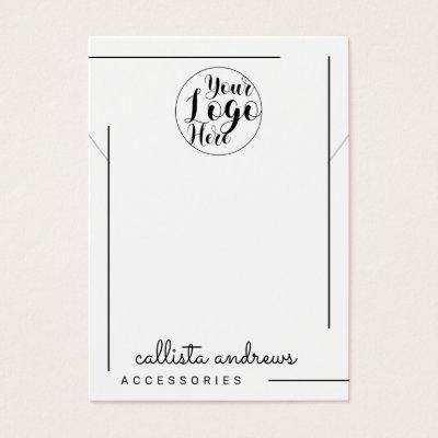 White Black Border Script Logo Necklace Display