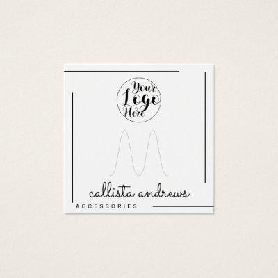 White Black Border Script Logo Ring Display