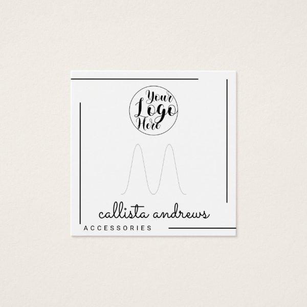 White Black Border Script Logo Ring Display