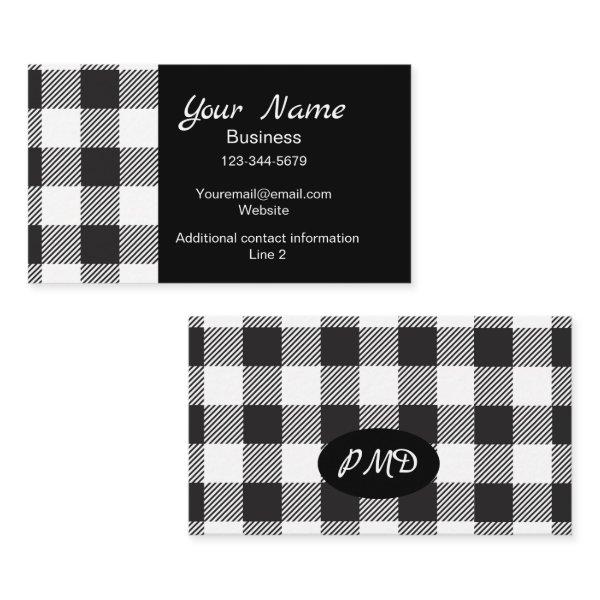 White Black Buffalo Plaid Check Monogram