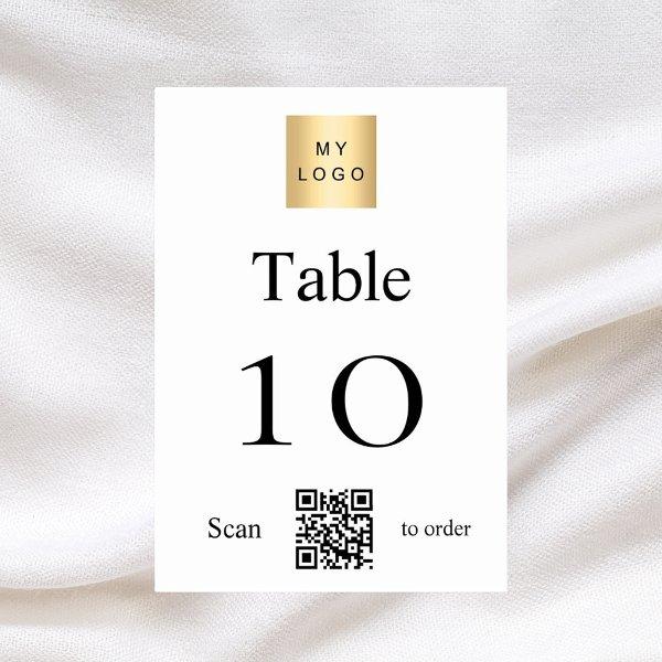 White black business logo QR code table number