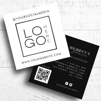 White Black Custom Logo Photo QR Code Social Media Square