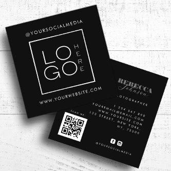 White Black Custom Logo Photo QR Code Social Media Square