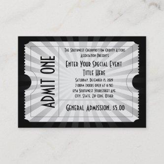 White + Black Event Ticket, Lg  Size