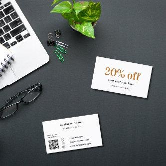 White black gold qr code business  discount card