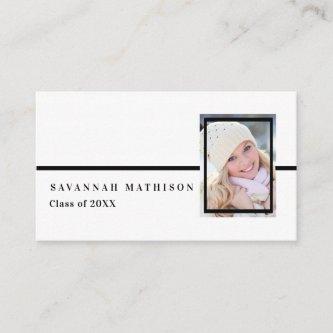 White | Black Graduation Photo Insert Name Cards