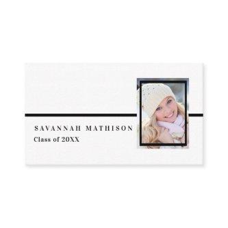 White | Black Graduation Photo Insert Name Cards