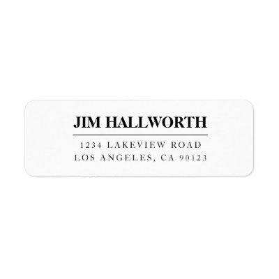 White & Black Modern Return Address Label