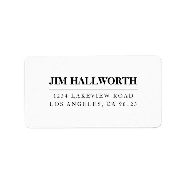 White & Black Modern Return Address Label