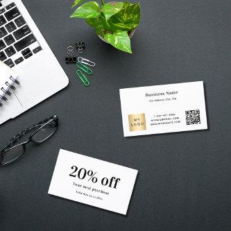 White black qr code logo business discount card