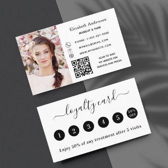 White black QR code photo business loyalty card
