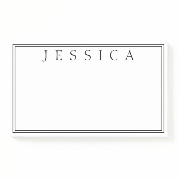 White & Black | Your Name Post-it Notes