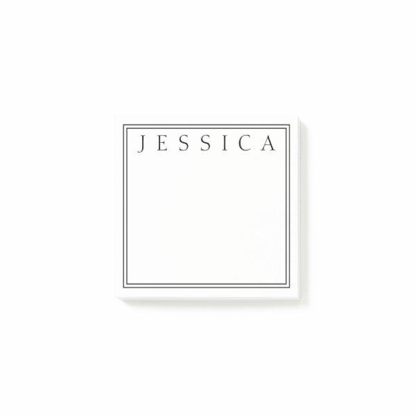 White & Black | Your Name Post-it Notes