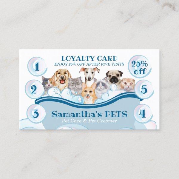 White Blue Dog Cat Groomer Pet Care Bath Loyalty