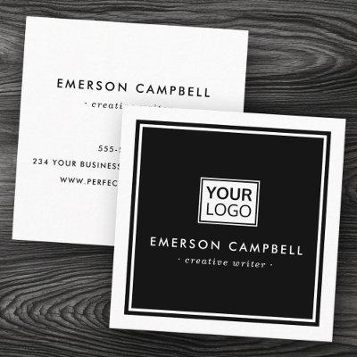 White border custom logo black minimalist square