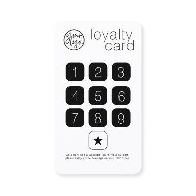 WHITE BUSINESS LOGO KEYPAD STYLE LOYALTY CARD