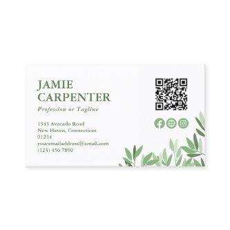 White Calm Greenery QR Code Photo Social Media