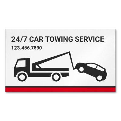 White Car Towing Service Tow Truck  Magnet