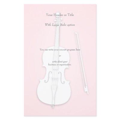 White Cello Custom Color Concert Program Insert