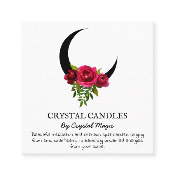 White Crescent Moon Crystal Candle Intention Spell Square