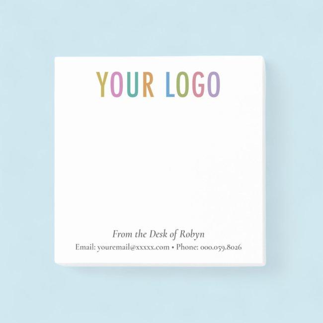 White Custom Logo Branded From the Desk of Post-it Notes