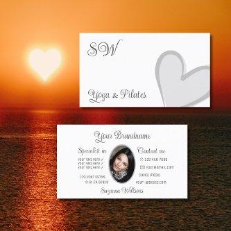White Cute Gray Heart Chic with Monogram and Photo