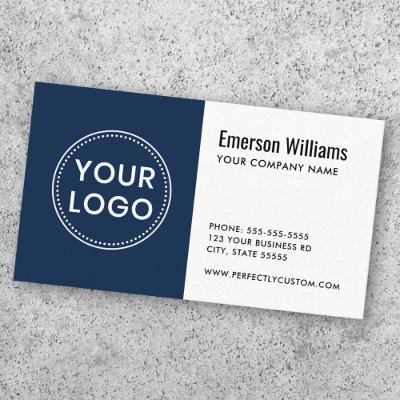 White dark blue custom logo modern minimalist