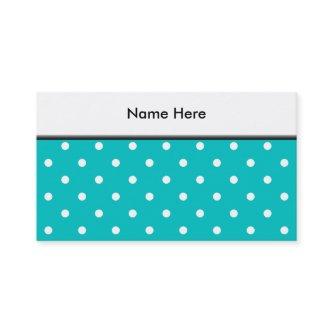 White dots, Teal Polka Dot Pattern.