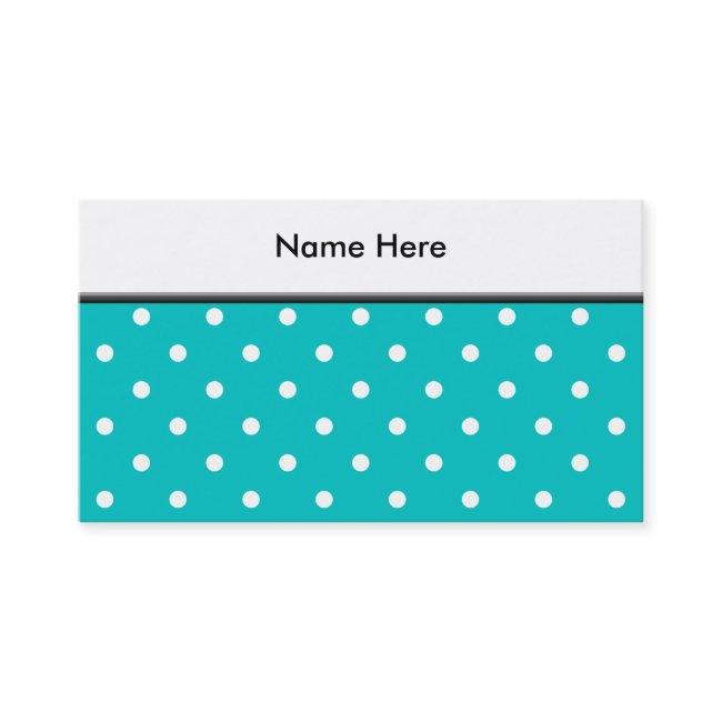 White dots, Teal Polka Dot Pattern.