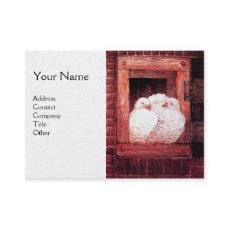 WHITE DOVES AT THE RED WINDOW Monogram Pearl