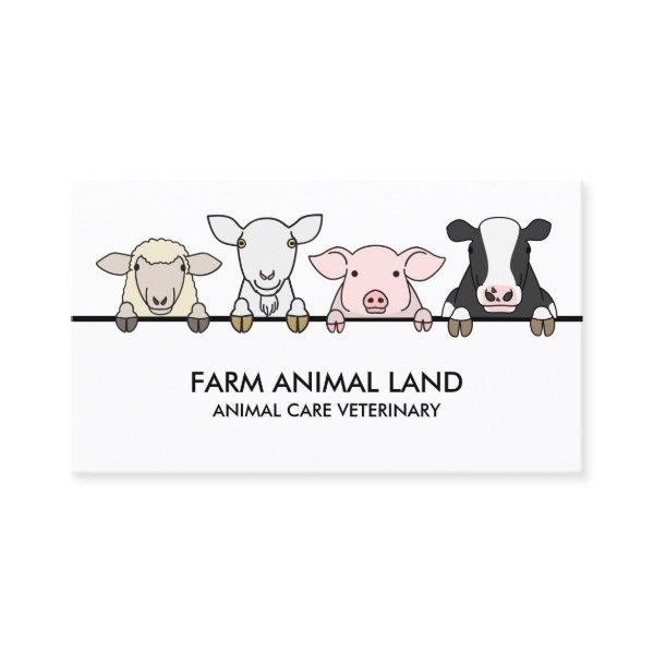 White Farm Animal Cow Sheep Goat Pig
