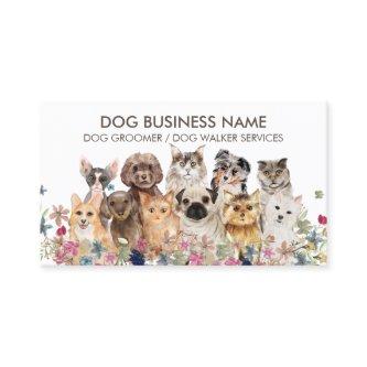 White Floral Pet Dog Cat Family Sitting