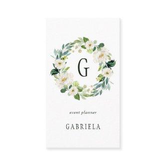 White Floral Wreath Monogram