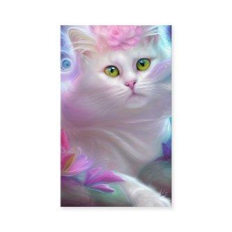 White Fluffy Cat on a Rainbow