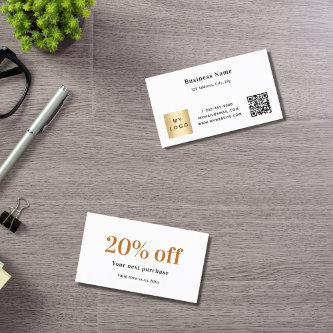White gold black qr code logo business discount card