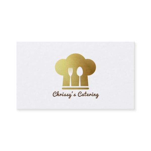 White & Gold Chef Hat Eating Utensils Minimal