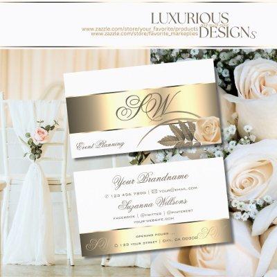 White Gold Decor Cute Rose Flower with Monogram