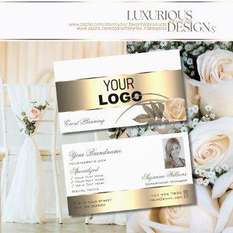 White Gold Decor Rose Flower with Logo and Photo