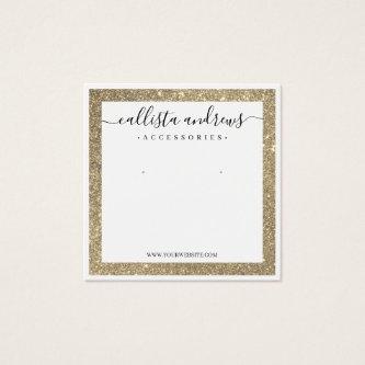 White Gold Glitter Border Cursive Earring Display